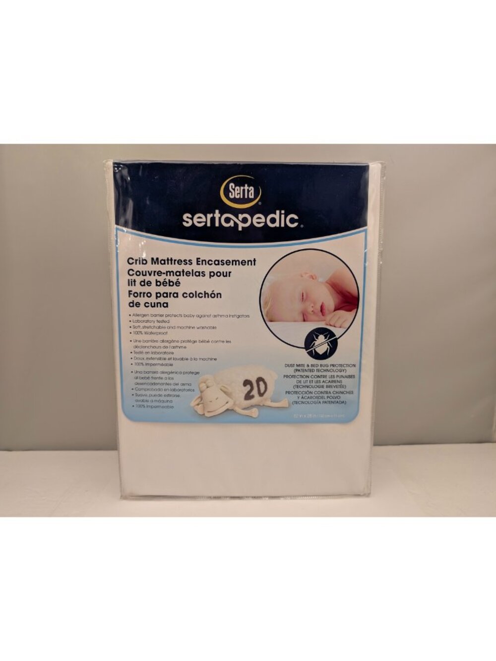 SERTA Sertapedic Crib Mattress Zippered Encasement | White | 52" x 28" | 02203